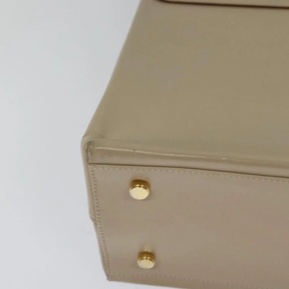 Salvatore Ferragamo Gancini Hand Bag Leather 2way Beige Gold Auth 125026 - Picture 2 of 16